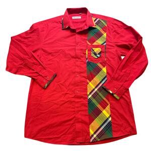 ALBERTO CARDINALI Men's Long Sleeve Button Up Shirt Size XL In Red